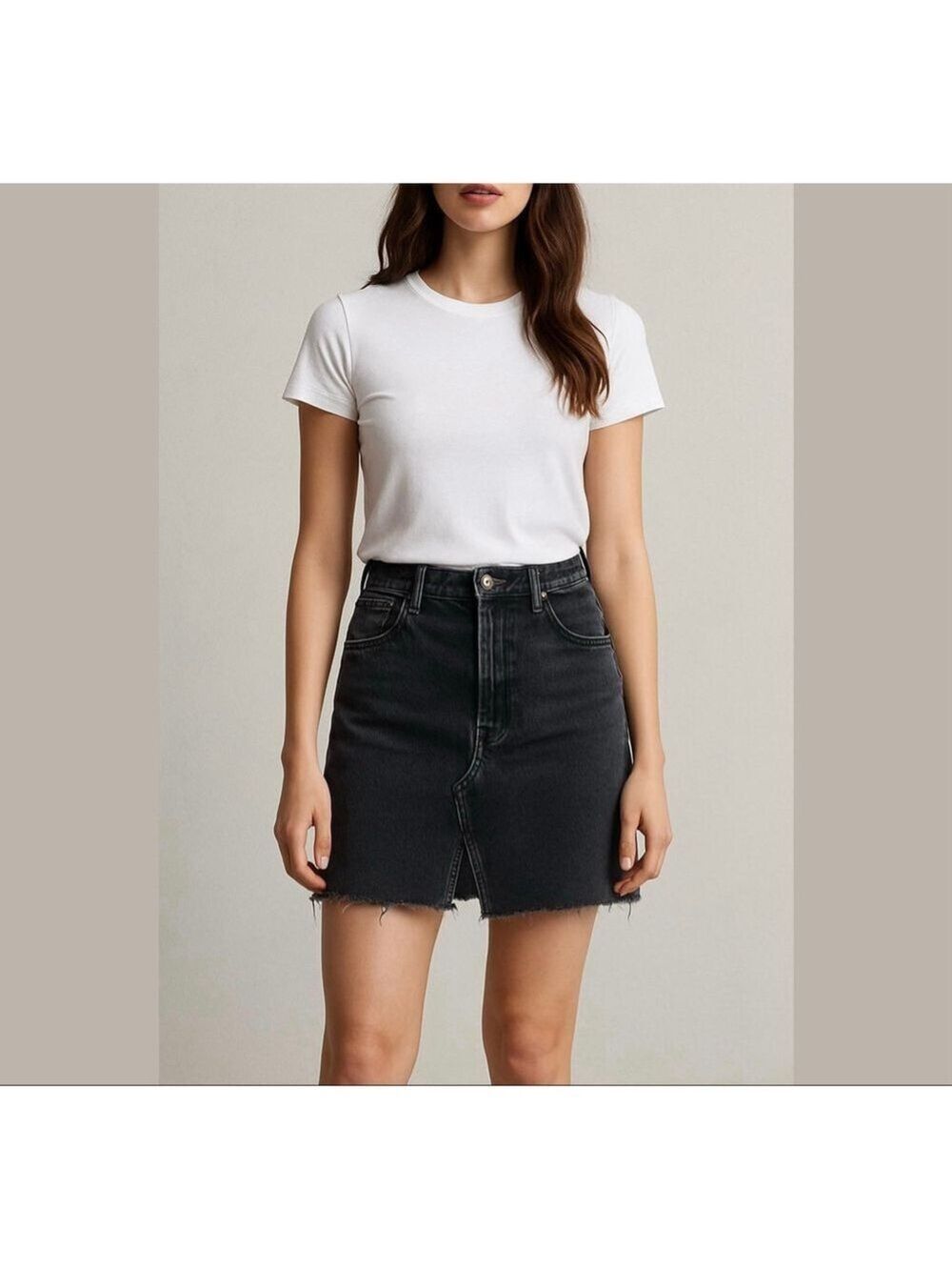WE THE FREE - black distressed denim jeans skirt Sz 31